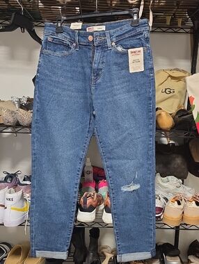 Levi's Blue Boyfriend Jeans with Light Distress